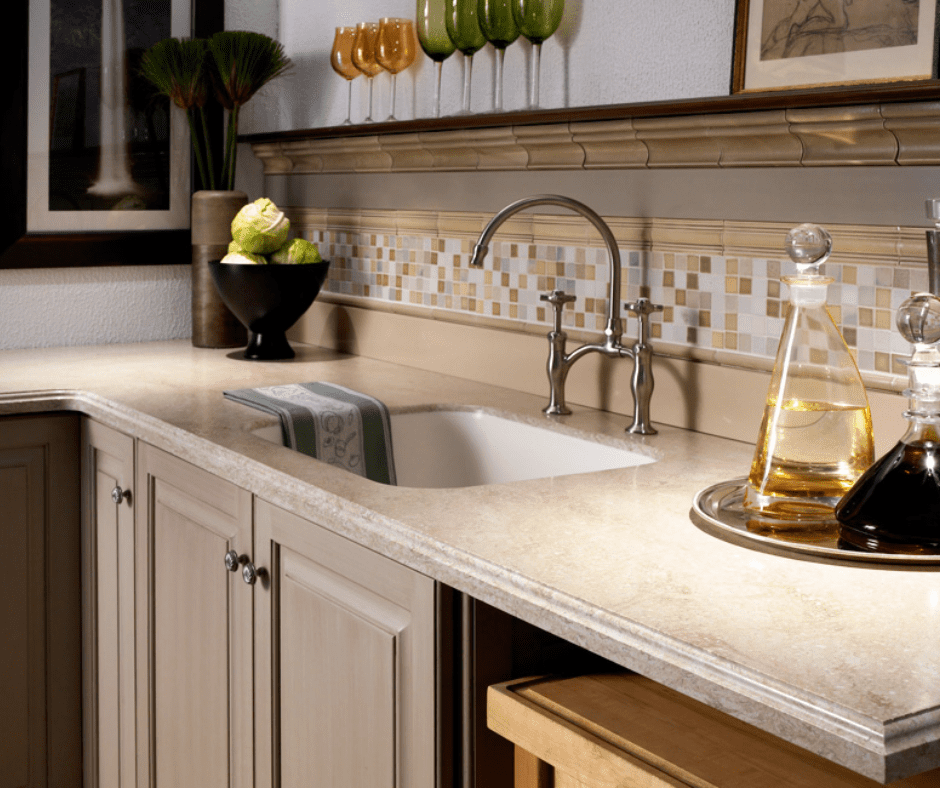 kitchen side view with Natural Quartzite