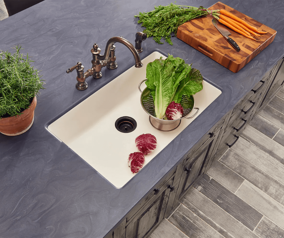 kitchen side view with Natural Quartzite