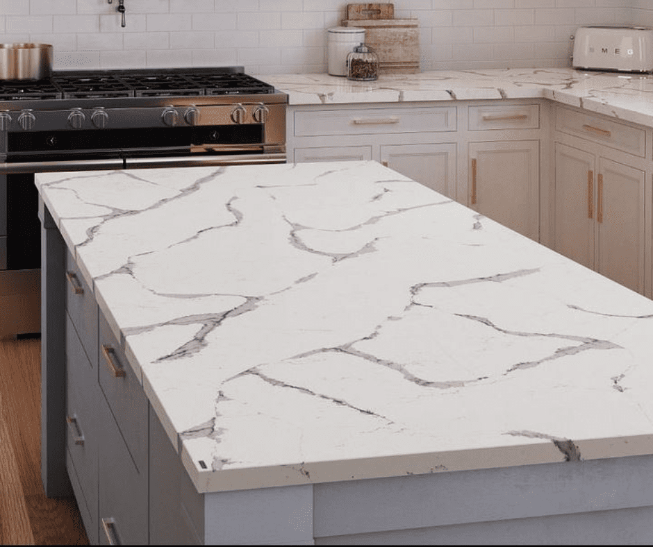 kitchen side view with Natural Quartzite