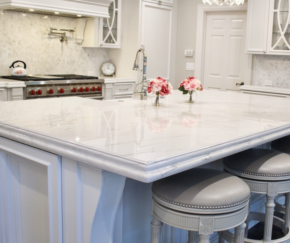 kitchen side view with Natural Quartzite